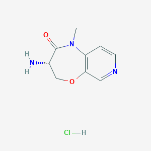 molecular formula C9H12ClN3O2 B11758440 (S)-3-Amino-1-methyl-3,4-dihydropyrido[3,4-b][1,4]oxazepin-2(1H)-one hydrochloride 