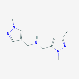 molecular formula C11H17N5 B11758471 [(1,3-dimethyl-1H-pyrazol-5-yl)methyl][(1-methyl-1H-pyrazol-4-yl)methyl]amine 