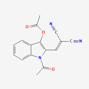 molecular formula C16H11N3O3 B11758502 1-acetyl-2-(2,2-dicyanoeth-1-en-1-yl)-1H-indol-3-yl acetate 