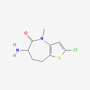 molecular formula C9H11ClN2OS B11758539 6-Amino-2-chloro-4-methyl-4,6,7,8-tetrahydro-5H-thieno[3,2-b]azepin-5-one 