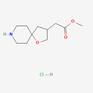 molecular formula C11H20ClNO3 B11758581 Methyl 2-(1-oxa-8-azaspiro[4.5]decan-3-yl)acetate hydrochloride 