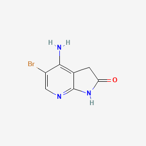 molecular formula C7H6BrN3O B11758622 4-Amino-5-bromo-1,3-dihydropyrrolo[2,3-b]pyridin-2-one 