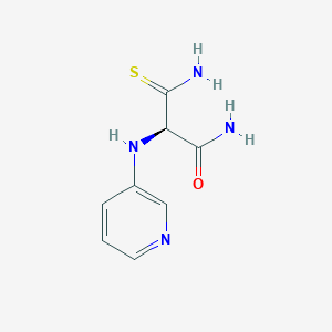 molecular formula C8H10N4OS B11758635 (2R)-2-carbamothioyl-2-[(pyridin-3-yl)amino]acetamide 