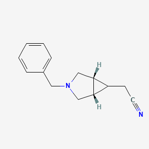 molecular formula C14H16N2 B11758656 2-((1R,5S,6s)-3-Benzyl-3-azabicyclo[3.1.0]hexan-6-yl)acetonitrile 