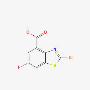 molecular formula C9H5BrFNO2S B11758657 2-Bromo-6-fluorobenzothiazole-4-carboxylic acid methyl ester 