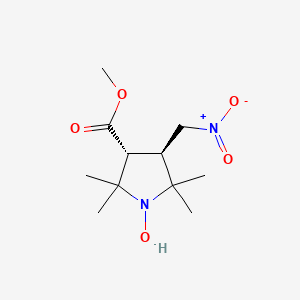 molecular formula C11H20N2O5 B11758722 [(3R,4S)-3-(methoxycarbonyl)-2,2,5,5-tetramethyl-4-(nitromethyl)pyrrolidin-1-yl]oxidanyl 