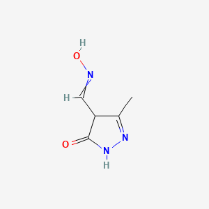 molecular formula C5H7N3O2 B11758739 4-[(hydroxyimino)methyl]-3-methyl-4,5-dihydro-1H-pyrazol-5-one 