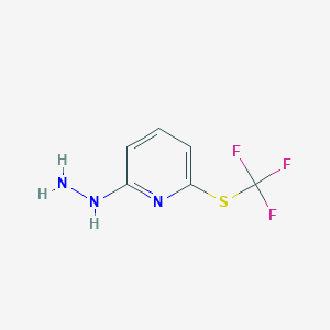 molecular formula C6H6F3N3S B11758816 2-Hydrazinyl-6-((trifluoromethyl)thio)pyridine 