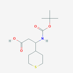 molecular formula C13H23NO4S B11758889 3-[(tert-butoxycarbonyl)amino]-3-(tetrahydro-2H-thiopyran-4-yl)propanoic acid 