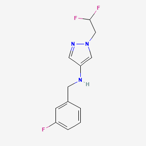 molecular formula C12H12F3N3 B11758920 1-(2,2-difluoroethyl)-N-(3-fluorobenzyl)-1H-pyrazol-4-amine 