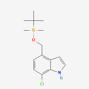 molecular formula C15H22ClNOSi B11759019 4-{[(tert-butyldimethylsilyl)oxy]methyl}-7-chloro-1H-indole 