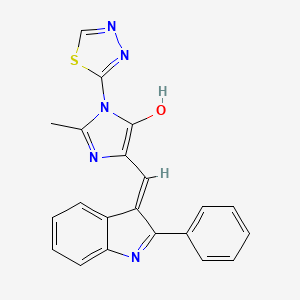 molecular formula C12H14O4 B1175904 4H-Imidazol-4-one, 3,5-dihydro-2-methyl-5-((2-phenyl-1H-indol-3-yl)methylene)-3-(1,3,4-thiadiazol-2-yl)- CAS No. 143658-84-8