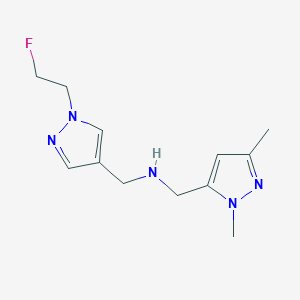 molecular formula C12H18FN5 B11759189 [(1,3-dimethyl-1H-pyrazol-5-yl)methyl]({[1-(2-fluoroethyl)-1H-pyrazol-4-yl]methyl})amine 