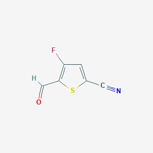 molecular formula C6H2FNOS B11759261 4-Fluoro-5-formylthiophene-2-carbonitrile 