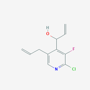 molecular formula C11H11ClFNO B11759269 1-(5-Allyl-2-chloro-3-fluoropyridin-4-yl)prop-2-en-1-ol 