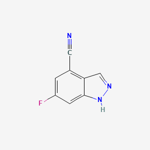 molecular formula C8H4FN3 B11759283 6-Fluoro-1H-indazole-4-carbonitrile 