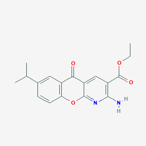 B117593 Ethyl 2-amino-7-isopropyl-5-oxo-5H-chromeno[2,3-b]pyridine-3-carboxylate CAS No. 68301-99-5
