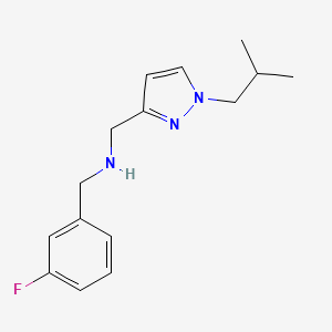 molecular formula C15H20FN3 B11759314 [(3-fluorophenyl)methyl]({[1-(2-methylpropyl)-1H-pyrazol-3-yl]methyl})amine 