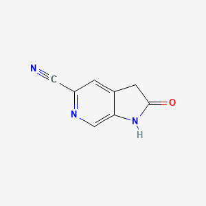 molecular formula C8H5N3O B11759369 2-oxo-1H,2H,3H-pyrrolo[2,3-c]pyridine-5-carbonitrile 