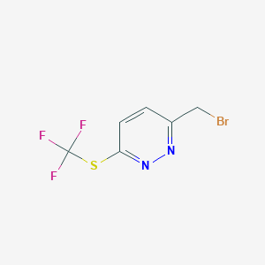 molecular formula C6H4BrF3N2S B11759377 3-(Bromomethyl)-6-((trifluoromethyl)thio)pyridazine 