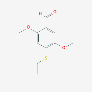 molecular formula C11H14O3S B11759481 Benzaldehyde, 4-(ethylthio)-2,5-dimethoxy- 