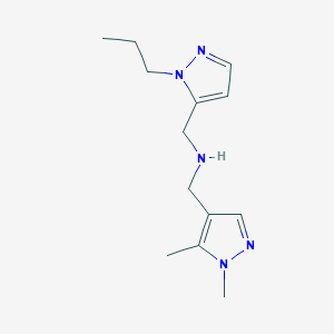 molecular formula C13H21N5 B11759539 [(1,5-dimethyl-1H-pyrazol-4-yl)methyl][(1-propyl-1H-pyrazol-5-yl)methyl]amine 