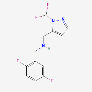 molecular formula C12H11F4N3 B11759544 {[1-(difluoromethyl)-1H-pyrazol-5-yl]methyl}[(2,5-difluorophenyl)methyl]amine 