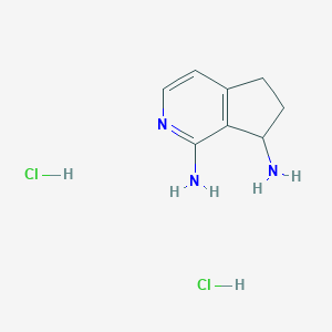 molecular formula C8H13Cl2N3 B11759613 6,7-Dihydro-5H-cyclopenta[c]pyridine-1,7-diamine dihydrochloride 