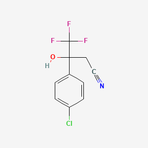 molecular formula C10H7ClF3NO B11759687 3-(4-Chlorophenyl)-4,4,4-trifluoro-3-hydroxybutanenitrile 