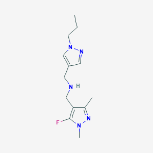 molecular formula C13H20FN5 B11759761 [(5-fluoro-1,3-dimethyl-1H-pyrazol-4-yl)methyl][(1-propyl-1H-pyrazol-4-yl)methyl]amine 