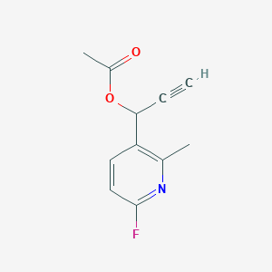 molecular formula C11H10FNO2 B11759772 1-(6-Fluoro-2-methylpyridin-3-yl)prop-2-yn-1-yl acetate 