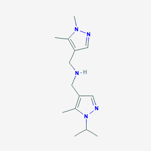 molecular formula C14H23N5 B11759793 [(1,5-dimethyl-1H-pyrazol-4-yl)methyl]({[5-methyl-1-(propan-2-yl)-1H-pyrazol-4-yl]methyl})amine 