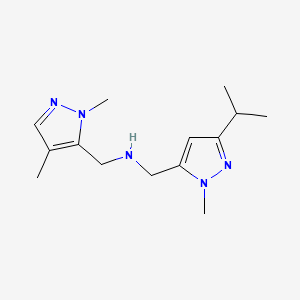 molecular formula C14H23N5 B11759869 [(1,4-dimethyl-1H-pyrazol-5-yl)methyl]({[1-methyl-3-(propan-2-yl)-1H-pyrazol-5-yl]methyl})amine 