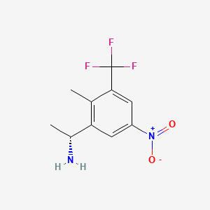 molecular formula C10H11F3N2O2 B11759953 (1R)-1-[2-methyl-5-nitro-3-(trifluoromethyl)phenyl]ethan-1-amine 