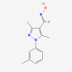 molecular formula C13H15N3O B11759967 N-{[3,5-dimethyl-1-(3-methylphenyl)-1H-pyrazol-4-yl]methylidene}hydroxylamine 