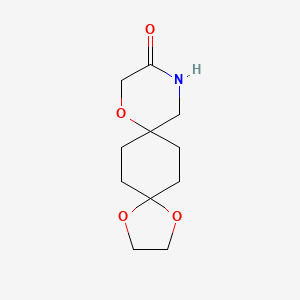 molecular formula C11H17NO4 B11760038 1,4,9-Trioxa-12-azadispiro[4.2.5.2]pentadecan-11-one 