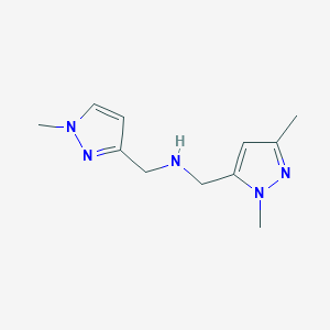 molecular formula C11H17N5 B11760134 [(1,3-dimethyl-1H-pyrazol-5-yl)methyl][(1-methyl-1H-pyrazol-3-yl)methyl]amine 