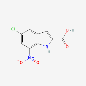 molecular formula C9H5ClN2O4 B11760232 5-chloro-7-nitro-1H-indole-2-carboxylic acid 