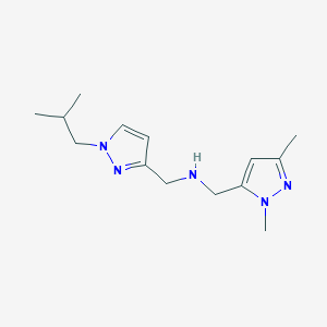 molecular formula C14H23N5 B11760341 [(1,3-dimethyl-1H-pyrazol-5-yl)methyl]({[1-(2-methylpropyl)-1H-pyrazol-3-yl]methyl})amine 