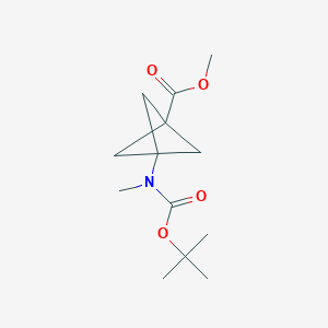 molecular formula C13H21NO4 B11760435 Methyl 3-((tert-butoxycarbonyl)(methyl)amino)bicyclo[1.1.1]pentane-1-carboxylate 