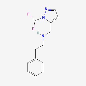 molecular formula C13H15F2N3 B11760455 N-{[1-(difluoromethyl)-1H-pyrazol-5-yl]methyl}-2-phenylethanamine 