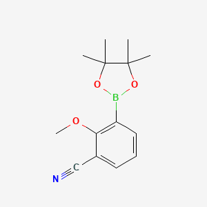 molecular formula C14H18BNO3 B11760484 2-Methoxy-3-(4,4,5,5-tetramethyl-1,3,2-dioxaborolan-2-yl)benzonitrile 