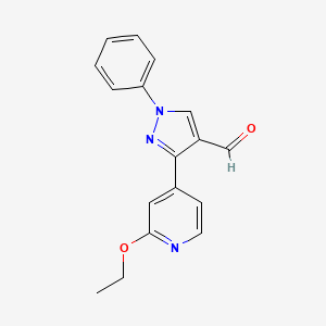 molecular formula C17H15N3O2 B11760706 3-(2-ethoxypyridin-4-yl)-1-phenyl-1H-pyrazole-4-carbaldehyde 