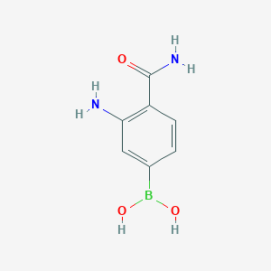 molecular formula C7H9BN2O3 B11760714 (3-Amino-4-carbamoylphenyl)boronic acid 