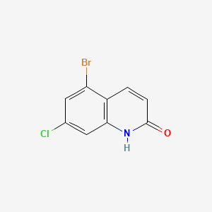 molecular formula C9H5BrClNO B11760743 5-Bromo-7-chloroquinolin-2(1H)-one 