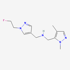 molecular formula C12H18FN5 B11760752 [(1,4-dimethyl-1H-pyrazol-5-yl)methyl]({[1-(2-fluoroethyl)-1H-pyrazol-4-yl]methyl})amine 