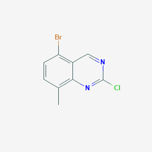 molecular formula C9H6BrClN2 B11760787 5-Bromo-2-chloro-8-methylquinazoline 