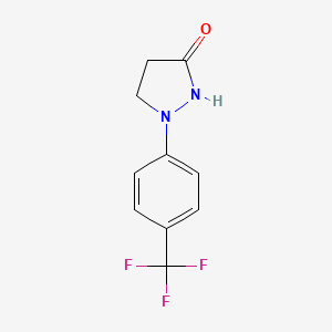 molecular formula C10H9F3N2O B11760810 3-Pyrazolidinone, 1-[4-(trifluoromethyl)phenyl]- 