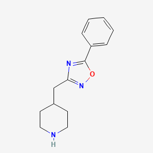 molecular formula C14H17N3O B11761019 5-Phenyl-3-(piperidin-4-ylmethyl)-1,2,4-oxadiazole 