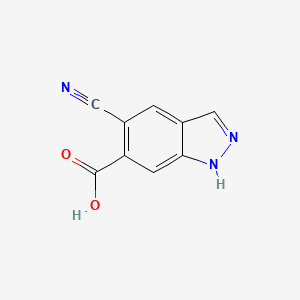 molecular formula C9H5N3O2 B11761093 5-Cyano-1H-indazole-6-carboxylic acid 